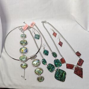 Abalone Shell Jewelry Set Necklace Collar Design Bib Pendant Earrings Bracelet